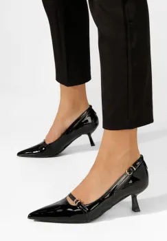 Pantofi stiletto cu toc mic Tosha negri imagine