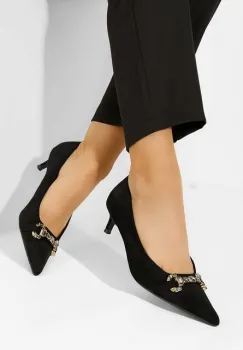Pantofi stiletto cu toc mic Treva negri imagine