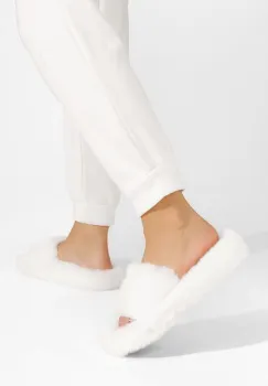 Papuci cu blanita Amalianna albi imagine