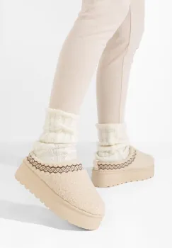 Papuci cu platforma Aronna bej imagine