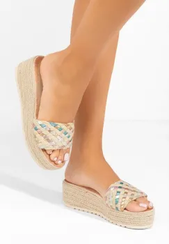 Papuci cu platforma Austyna bej imagine