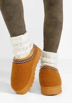 Papuci cu platforma Delsie camel imagine