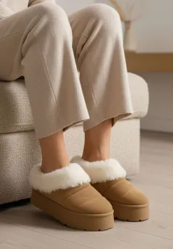 Papuci cu platforma Dierra camel imagine