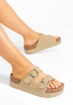 Papuci cu platforma Erinai bej imagine