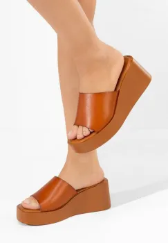 Papuci cu platforma Kamilya camel imagine