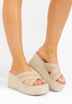 Papuci cu platforma Maida bej imagine