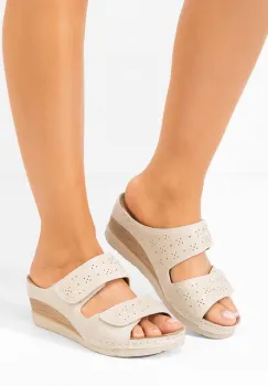 Papuci cu platforma Seriana bej imagine