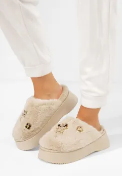 Papuci cu platforma Versila bej imagine