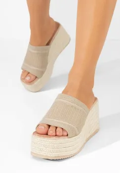 Papuci cu platforma Yessenia bej imagine
