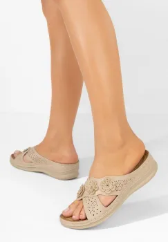 Papuci cu talpa ortopedica Clarysa bej imagine