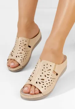 Papuci cu talpa ortopedica Evangelina bej imagine