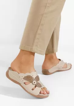 Papuci cu talpa ortopedica Yanda bej imagine