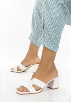 Papuci cu toc Alemena albi imagine