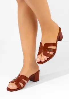 Papuci cu toc gros Cristyne grena imagine