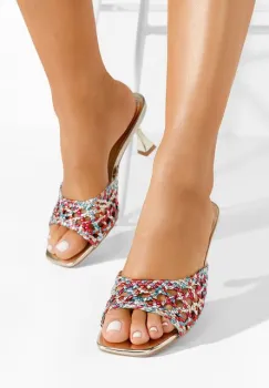 Papuci cu toc Letira multicolori imagine