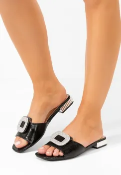 Papuci cu toc mic Sheinia negri imagine