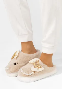 Papuci de casa dama Clammie bej imagine