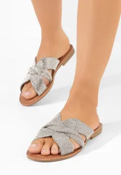 Papuci fara toc Petronela argintii imagine