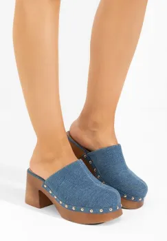 Saboti cu toc Lisacora denim imagine