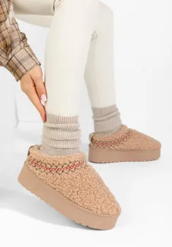 Saboti dama cu platforma Cristina kaki imagine