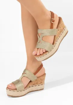 Sandale cu platforma Elmysa aurii imagine