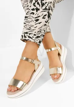 Sandale cu platforma Elviana aurii imagine