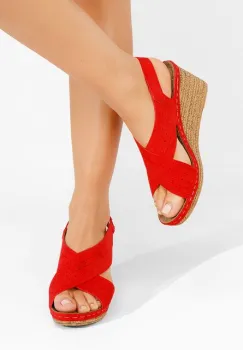 Sandale cu platforma Jeannisa rosii imagine