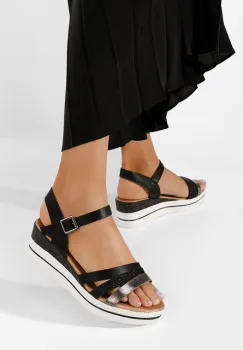 Sandale cu platforma Serafina negre imagine