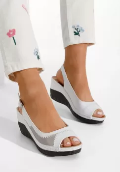 Sandale cu platforma Srada albe imagine