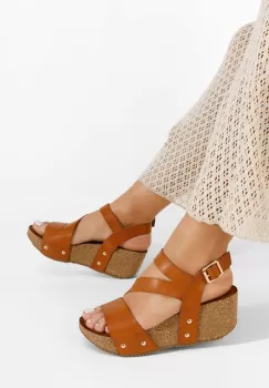 Sandale cu platforma Thalia camel imagine