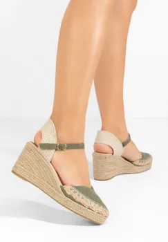 Sandale cu platforma tip espadrile Merle verzi imagine