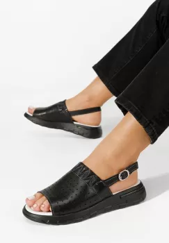 Sandale cu talpa groasa Cardia negre imagine