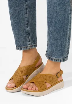 Sandale cu talpa groasa Fanya camel imagine