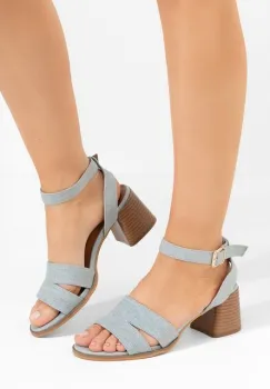 Sandale cu toc gros Aladina denim imagine