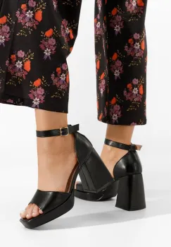 Sandale cu toc gros Alexaria V2 negre imagine