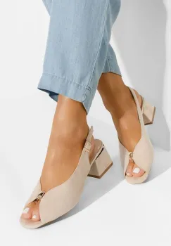 Sandale cu toc gros Amary V2 bej imagine