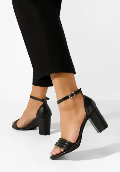 Sandale cu toc gros Bravia negre imagine