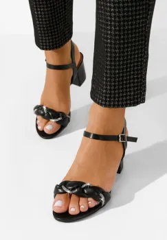 Sandale cu toc gros Brillya negre imagine