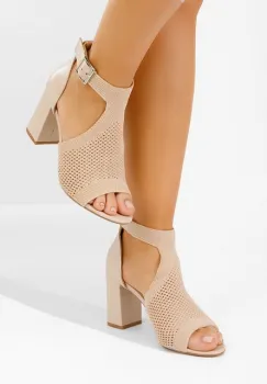 Sandale cu toc gros Elyzea bej imagine