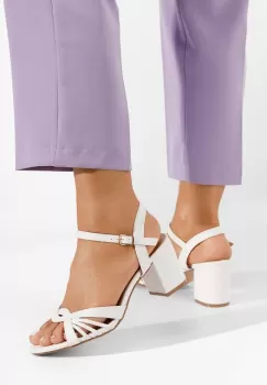 Sandale cu toc gros Kaida albe imagine