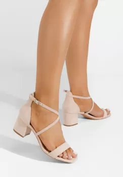Sandale cu toc gros Lagoa bej imagine