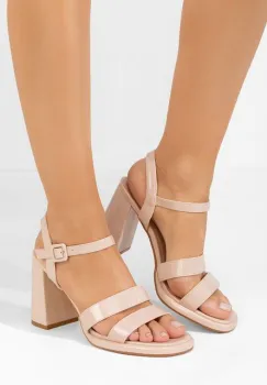 Sandale cu toc gros Leonore bej imagine
