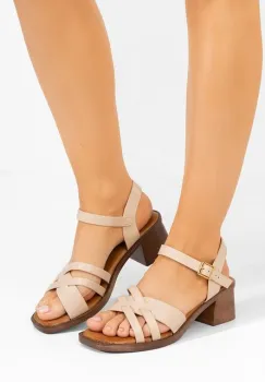 Sandale cu toc gros Lolytta bej imagine