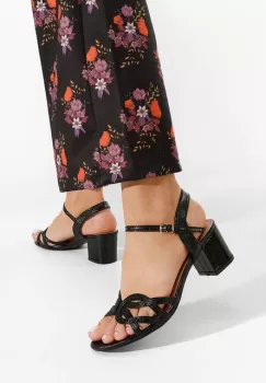 Sandale cu toc gros Myla negre imagine