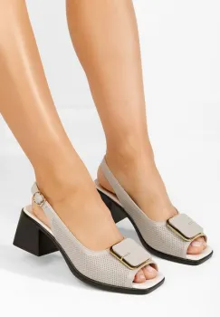Sandale cu toc gros Sariela gri imagine