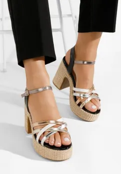 Sandale cu toc gros si platou Alca negre imagine