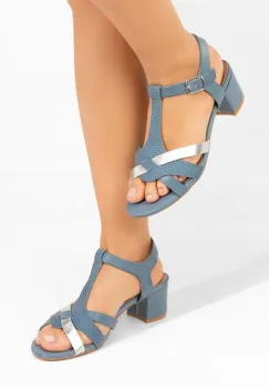 Sandale cu toc gros Stacya albastre imagine