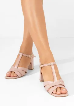 Sandale cu toc gros Tamatha nude imagine