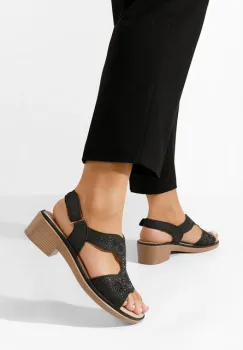 Sandale cu toc gros Thirza negre imagine