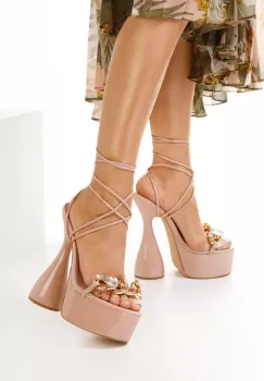 Sandale cu toc inalt Lanvina roz imagine